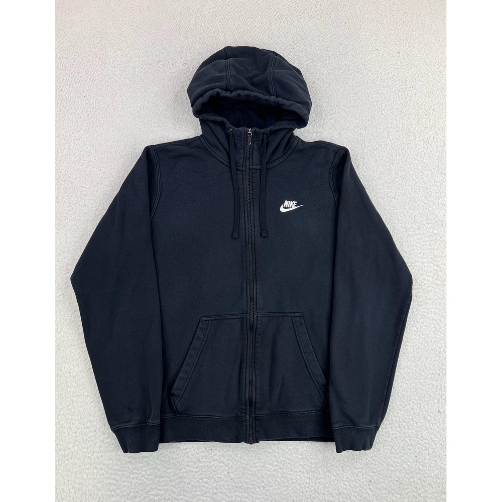 Nike Mens Small Black Club Fleece Full Zip Hoodie Sweatshirt 804389-010